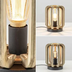 Straluma Industriële tafellamp houten kooi met mat zwart><noscript><img width=