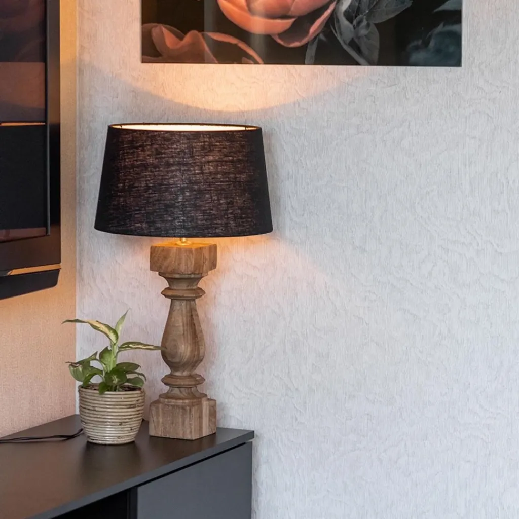 Straluma Kap Bridge zwart linnen 35x20> Lampenkappen|Landelijke Verlichting