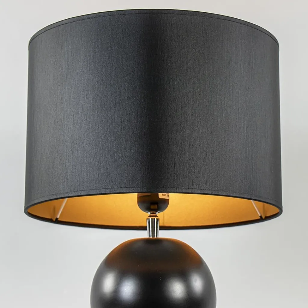 Straluma Keramieken tafellamp bollen zwart met kap> Tafellampen|Schemerlampen