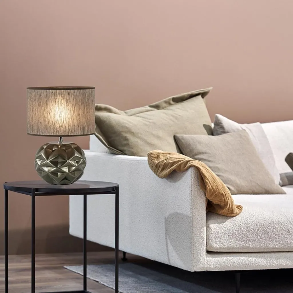 Straluma Keramieken tafellamp bruin met bruine kap> Tafellampen|Schemerlampen