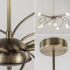 Straluma Klassieke eettafelhanglamp brons met wit glas dim to warm><noscript><img width=