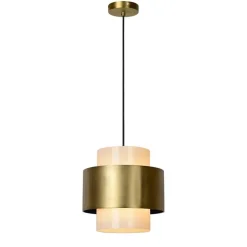 Straluma Klassieke hanglamp opaal glas met mat goud><noscript><img width=