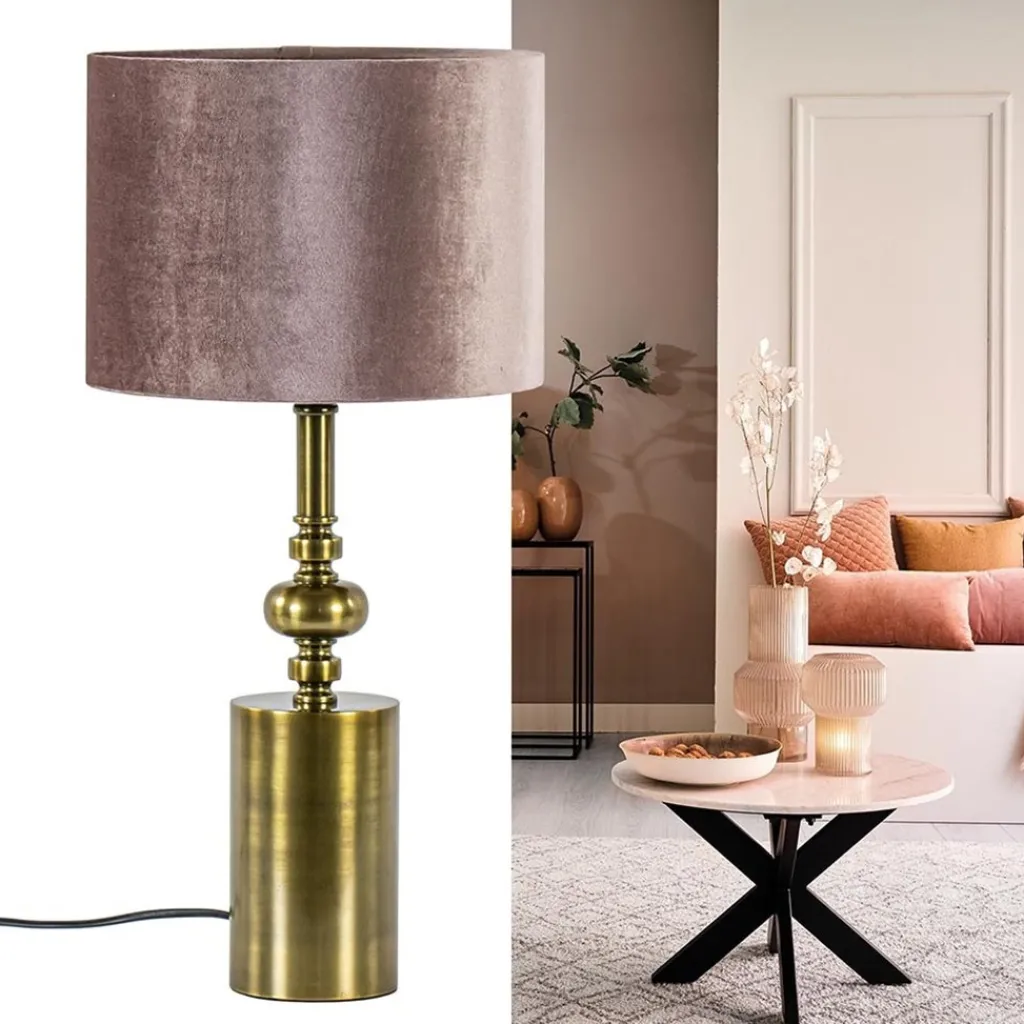 Straluma Klassieke lampvoet Helabima antiek brons excl. kap> Tafellampen|Lampenvoeten