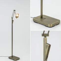 Straluma Klassieke leeslamp met dimbaar LED donker brons></noscript> Vloerlampen|Leeslampen