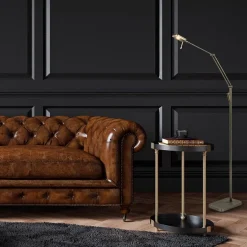 Straluma Klassieke leeslamp met dimbaar LED donker brons></noscript> Vloerlampen|Leeslampen