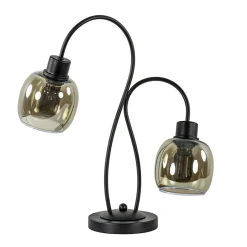 Straluma Klassieke 2-lichts tafellamp zwart met smoke glas> Woonkamerlampen|Slaapkamerlampen