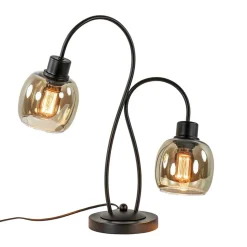 Straluma Klassieke 2-lichts tafellamp zwart met smoke glas> Woonkamerlampen|Slaapkamerlampen