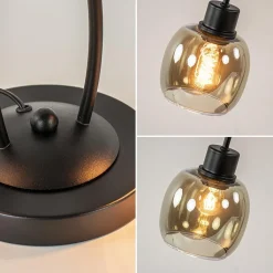 Straluma Klassieke 2-lichts tafellamp zwart met smoke glas></noscript> Woonkamerlampen|Slaapkamerlampen