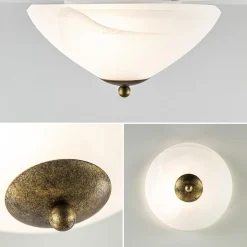 Straluma Klassieke plafondlamp gevlamd glas met brons 30 cm></noscript> Plafonnières|Keukenverlichting