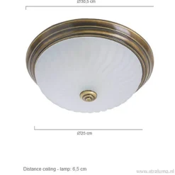 Straluma klassieke plafonnière Brons/glas></noscript> Plafonnières|Woonkamerlampen