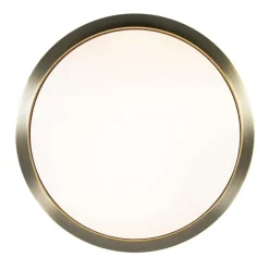 Straluma Klassieke plafonnière brons met wit glas 30 cm></noscript> Plafonnières|Woonkamerlampen