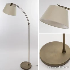 Straluma Klassieke vloerlamp brons met creme kap></noscript> Leeslampen|Woonkamerlampen