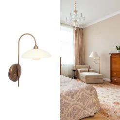 Straluma Klassieke wandlamp brons met creme glas incl LED><noscript><img width=