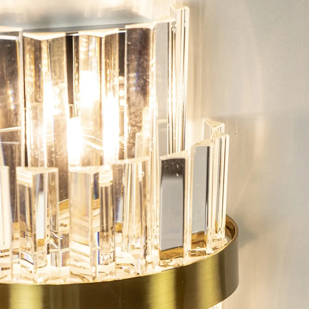 Straluma Klassieke wandlamp brushed brass met helder kristal> Wandlampen|Klassieke Verlichting