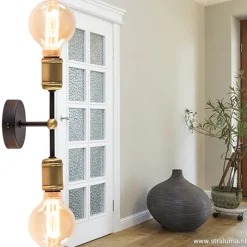 Straluma Klassieke wandlamp zwart-antiek brons></noscript> Woonkamerlampen|Slaapkamerlampen