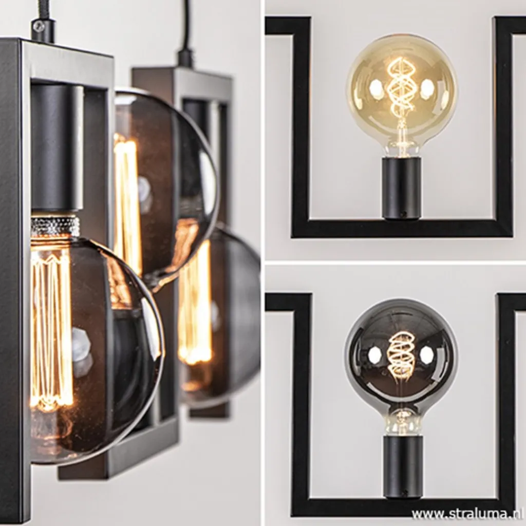 Straluma Kleine eettafel hanglamp zwart frame> Eettafellampen|Pendel Lampen