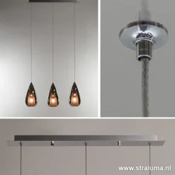 Straluma Kleine eettafel hanglamp glas 'Smoke'><noscript><img width=