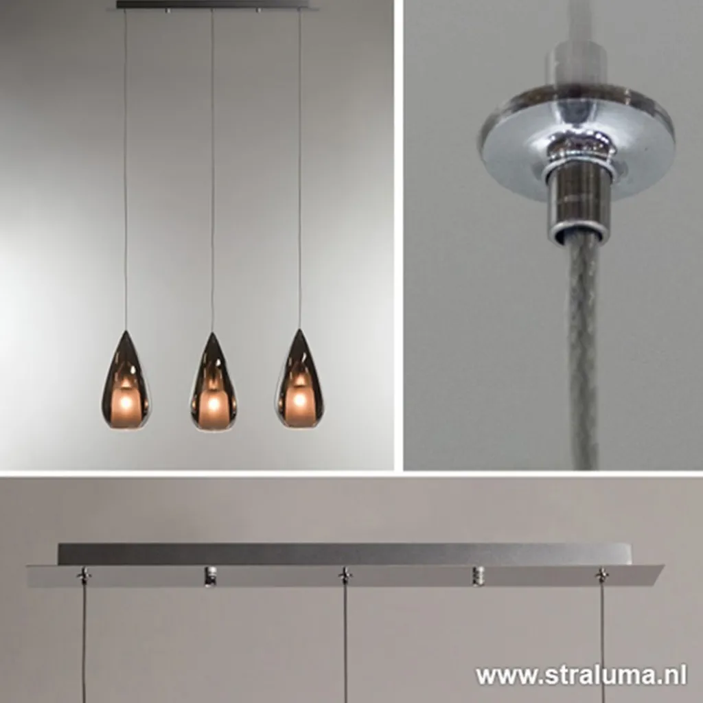 Straluma Kleine eettafel hanglamp glas 'Smoke'> Eettafellampen|Woonkamerlampen