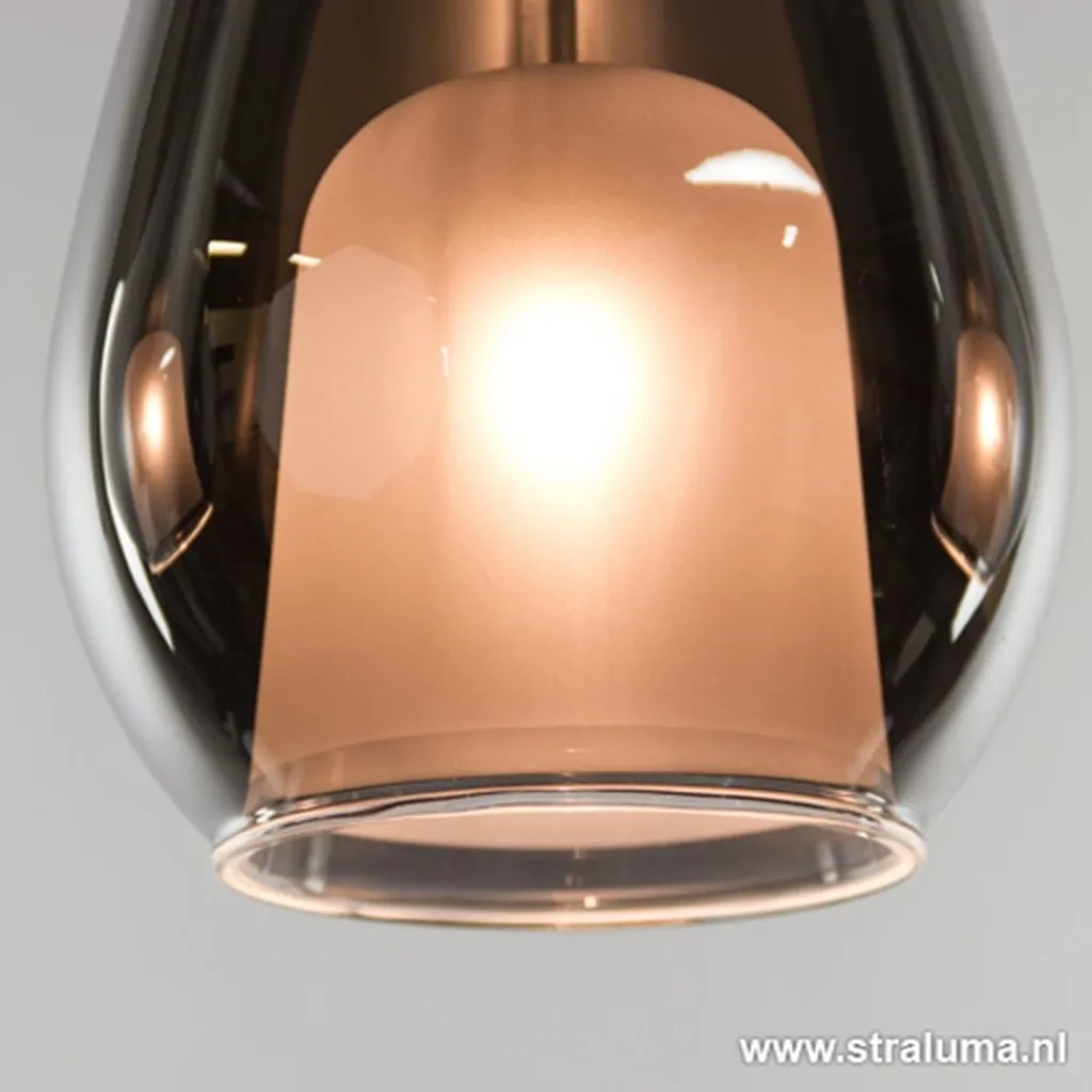 Straluma Kleine eettafel hanglamp glas 'Smoke'> Eettafellampen|Woonkamerlampen