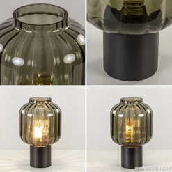 Straluma Kleine glazen tafellamp grijs/zwart></noscript> Slaapkamerlampen|Keukenverlichting