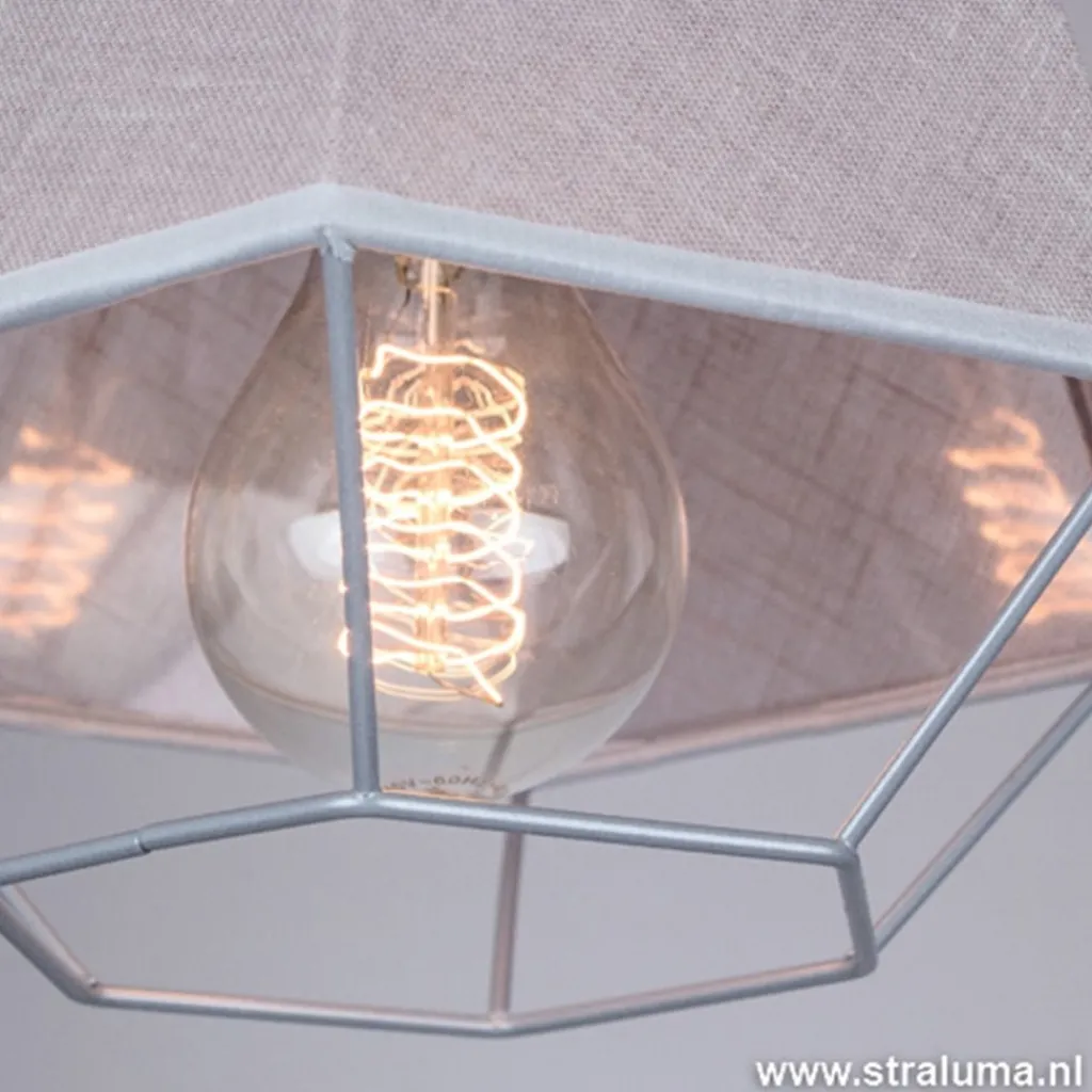 Straluma Kleine grijze hanglamp draad met stof> Draadlampen|Slaapkamerlampen