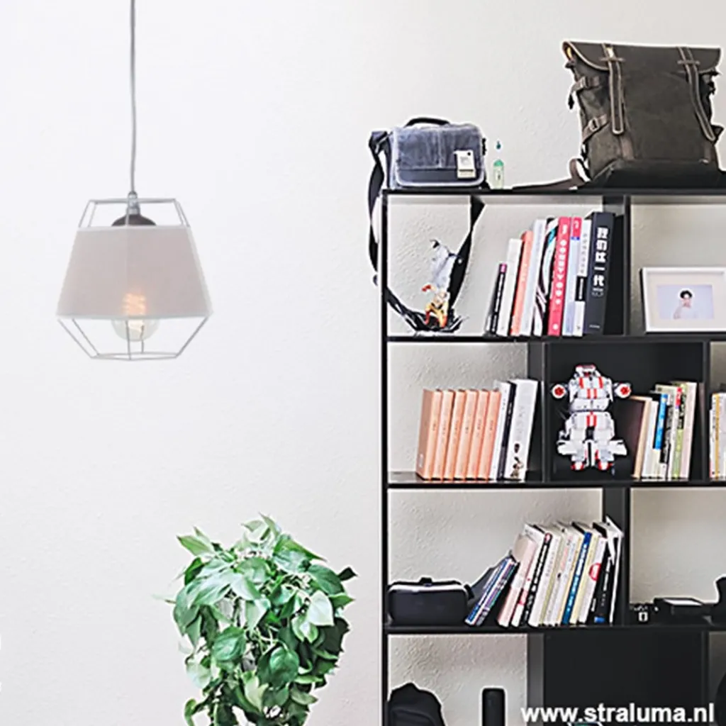 Straluma Kleine grijze hanglamp draad met stof> Draadlampen|Slaapkamerlampen