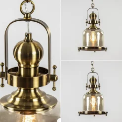 Straluma Kleine hanglamp brons met amber glas><noscript><img width=