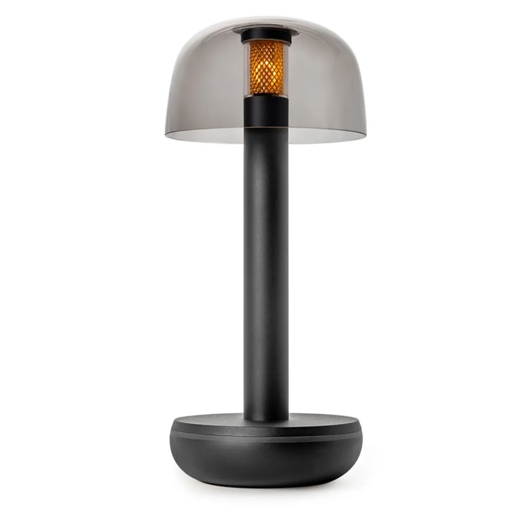 Straluma Kleine LED tafellamp oplaadbaar mat zwart met smoke glas> Tafellampen|LED Tafellampen