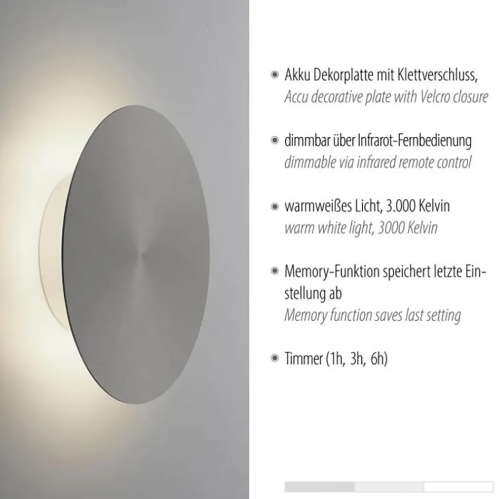 Straluma Kleine LED wandlamp op accu grijs> Wandlampen|LED Wandlampen