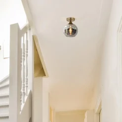 Straluma Kleine plafondlamp goud met smoke glas><noscript><img width=