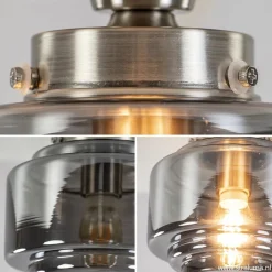 Straluma Kleine plafondlamp hal/toilet met smokey glazen kap></noscript> Woonkamerlampen|Slaapkamerlampen