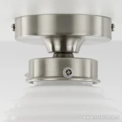 Straluma Kleine plafonnière staal met wit glas></noscript> Plafonnières|Keukenverlichting