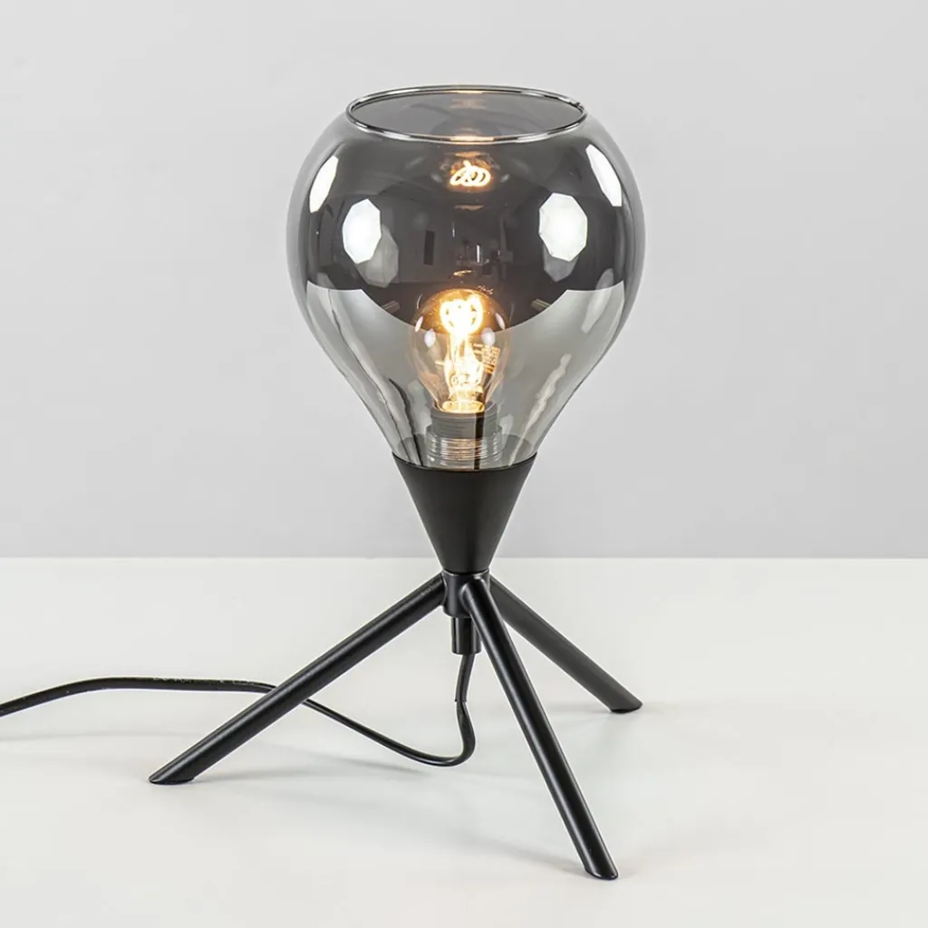 Straluma Kleine tafellamp driepoot met titanium glas> Tafellampen|Driepoot lampen