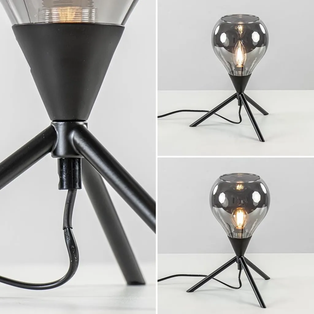Straluma Kleine tafellamp driepoot met titanium glas> Tafellampen|Driepoot lampen