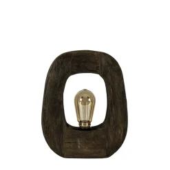 Straluma Kleine tafellamp Kelafo hout chocolade bruin> Light and Living|Woonkamerlampen