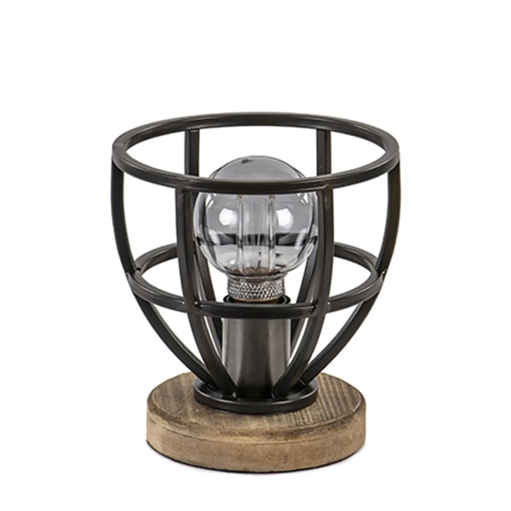 Straluma Kleine tafellamp Matrix zwart met hout> Kooilampen|Slaapkamerlampen