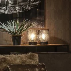 Straluma Kleine tafellamp zwart met smoke glazen kap></noscript> Tafellampen|Lifestyle Verlichting