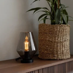 Straluma Kleine tafellamp zwart met smoke glas></noscript> Tafellampen|Klassieke Verlichting