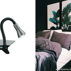 Straluma Klemplamp bureau/tafel zwart zilvergrijs></noscript> Klemlampen|Leeslampen