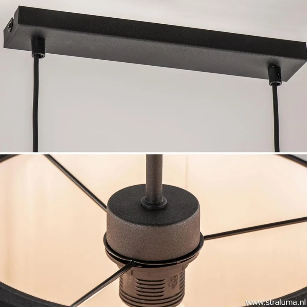 Straluma 4-L Hanglamp met zwarte kappen> Eettafellampen|Keukenverlichting