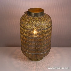 Straluma L&L tafellamp UDUPI bruin-goud Oosters> Light and Living|Woonkamerlampen