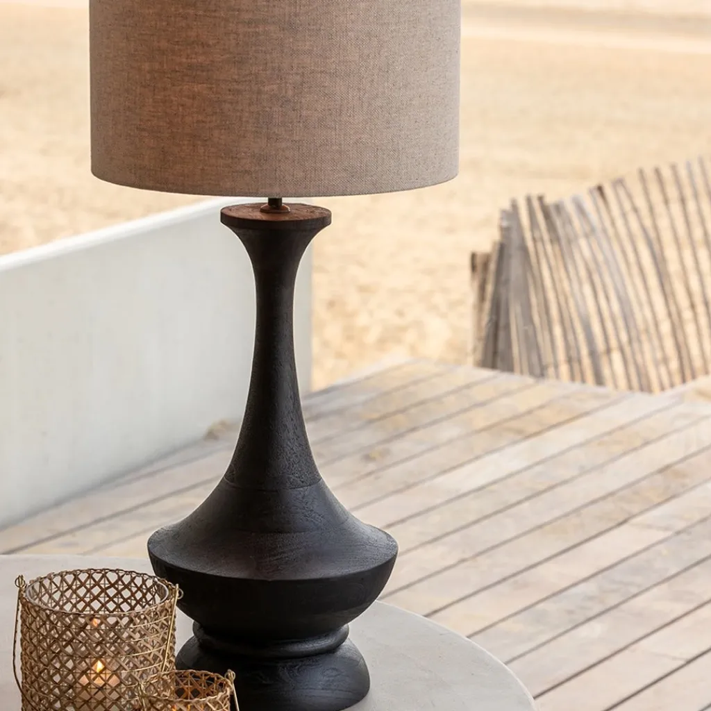Straluma Lampvoet Nicolo zwart hout exclusief kap> Tafellampen|Lampenvoeten