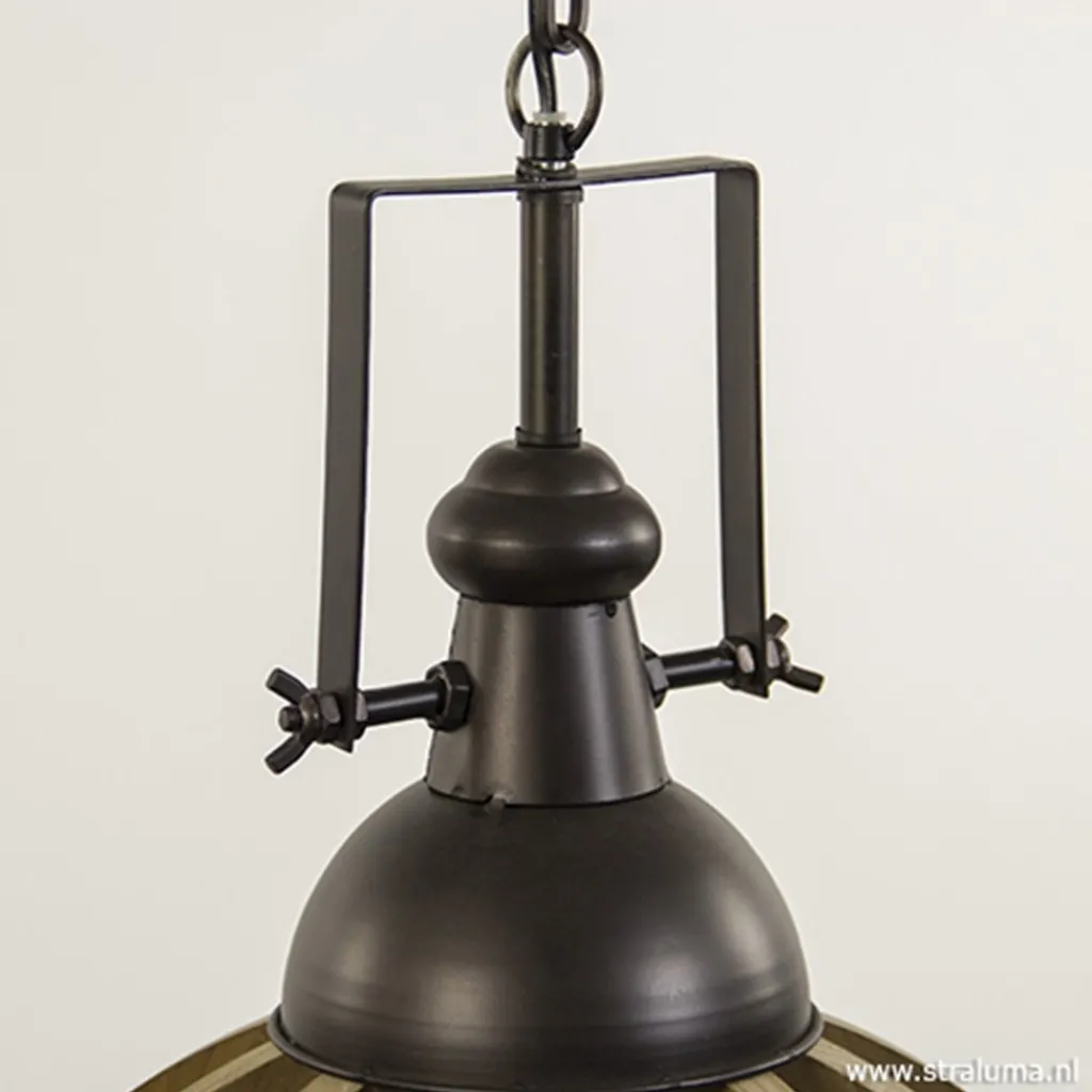 Straluma Landelijk hanglamp Djem hout/zink> Light and Living|Woonkamerlampen