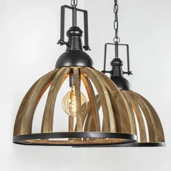 Straluma Landelijk industriële 2-lichts hanglamp hout/zink><noscript><img width=
