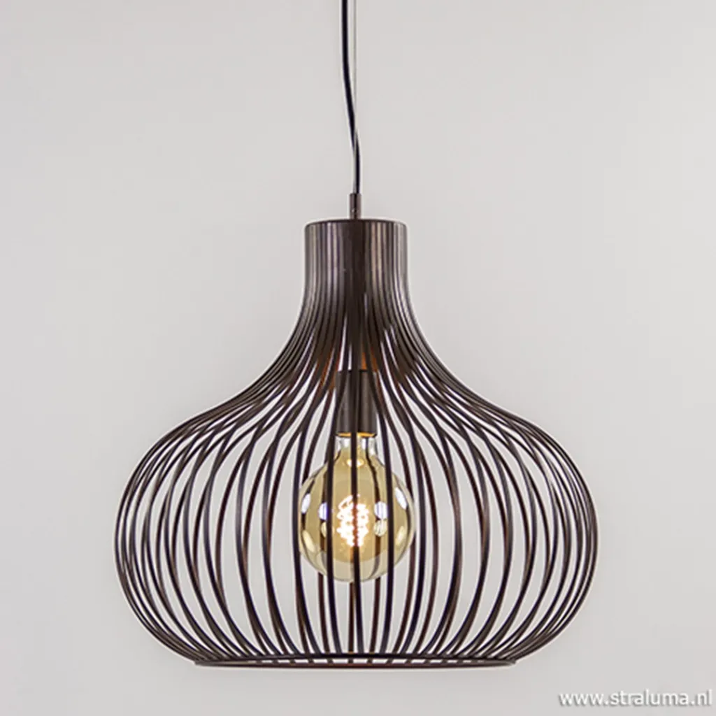 Straluma Landelijke draadlamp-hanglamp bruin 48cm> Eettafellampen|Draadlampen