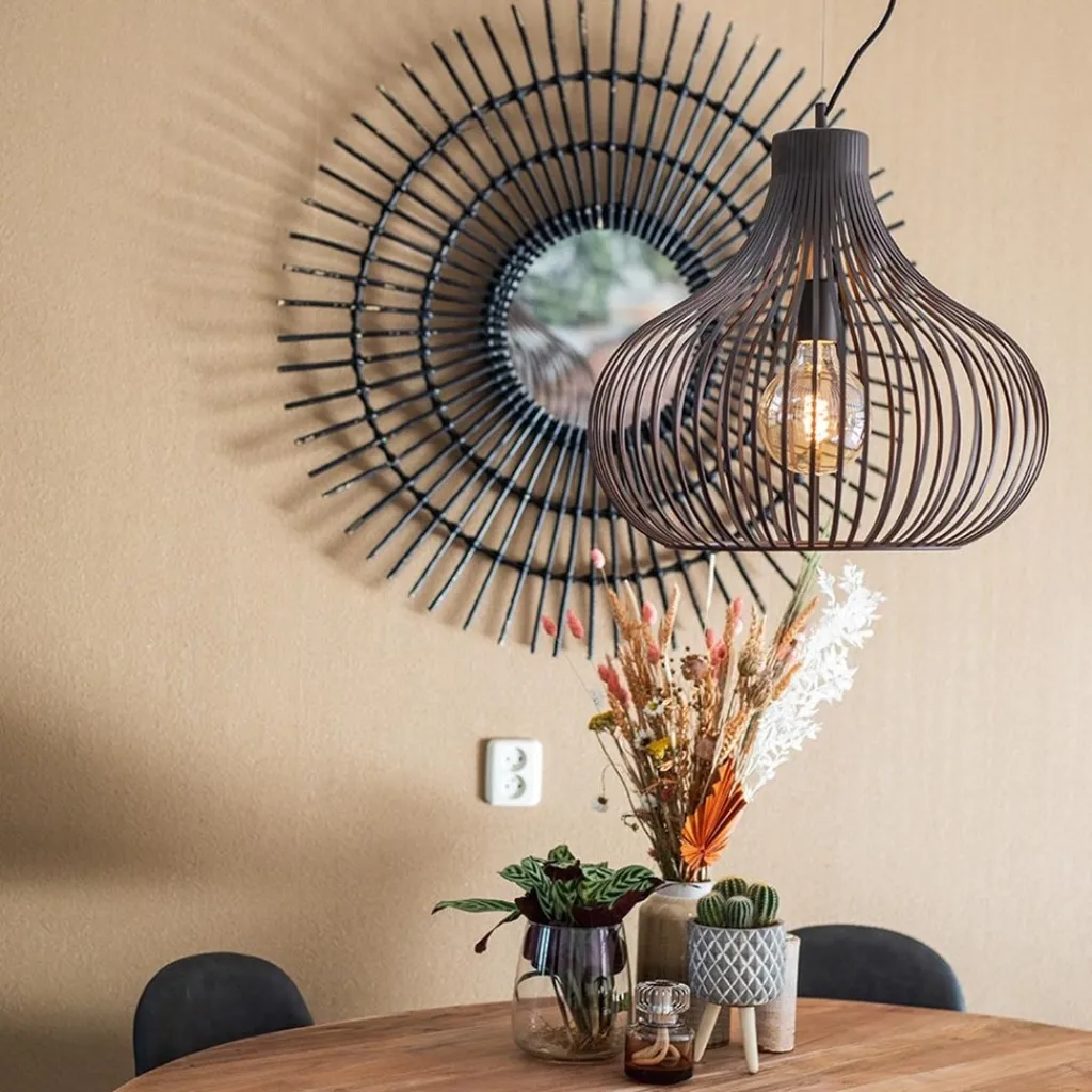 Straluma Landelijke draadlamp-hanglamp bruin 48cm> Eettafellampen|Draadlampen