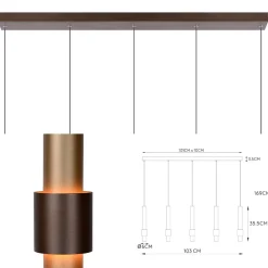Straluma Landelijke 5-lichts LED hanglamp cilinders bruin><noscript><img width=