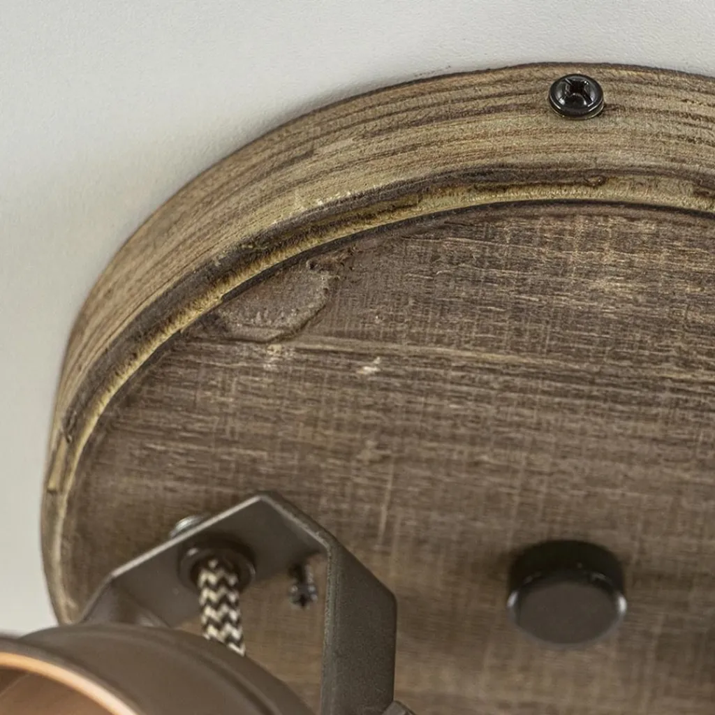 Straluma Landelijke 2-lichts opbouwspot gun metal met hout> Opbouwspots|Woonkamerlampen