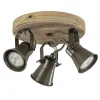 Straluma Landelijke 3-lichts plafondspot Seed metaal met hout> Opbouwspots|Tienerkamerlampen