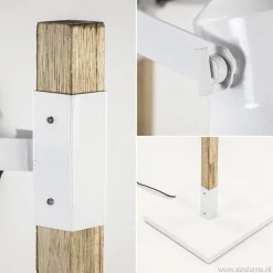 Straluma Landelijke 2-lichts vloerlamp hout met witte kappen></noscript> Leeslampen|Slaapkamerlampen